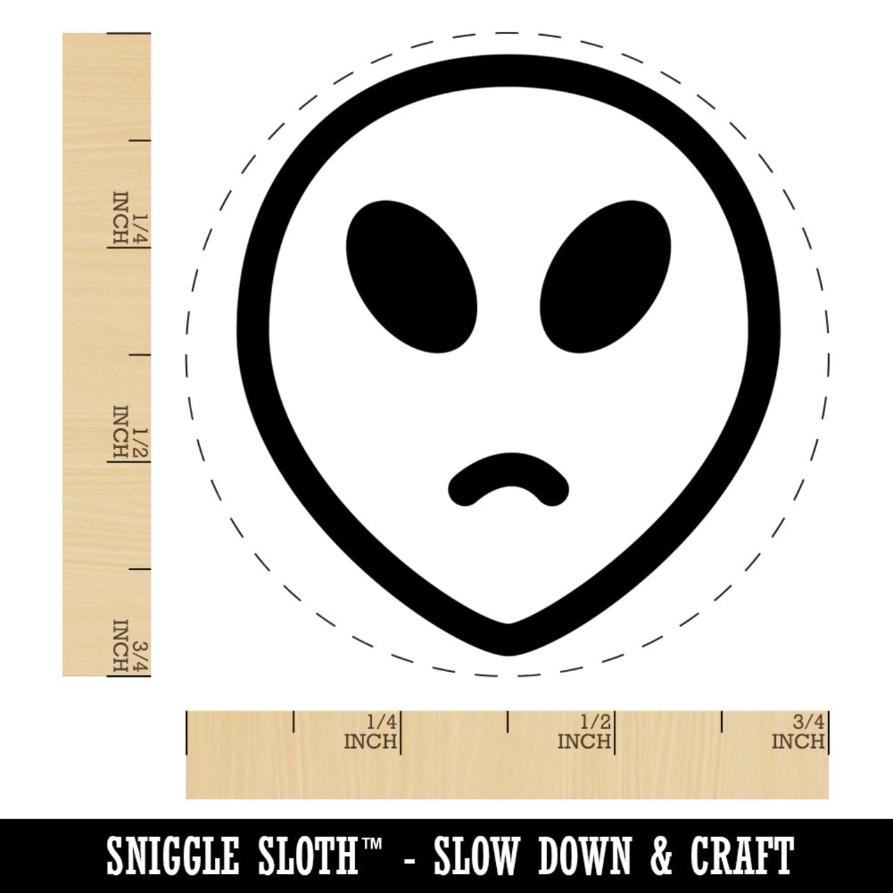 Sad Alien Emoticon Self-Inking Rubber Stamp for Stamping Crafting Planners